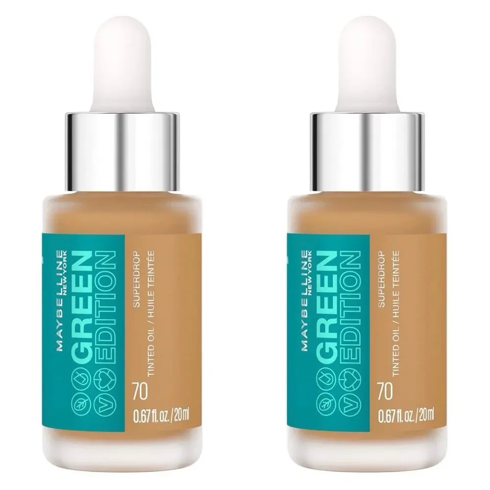 Lot Of 2 Maybelline‎ New York Green Edition Superdrop Tinted Oil Base Makeup #70
